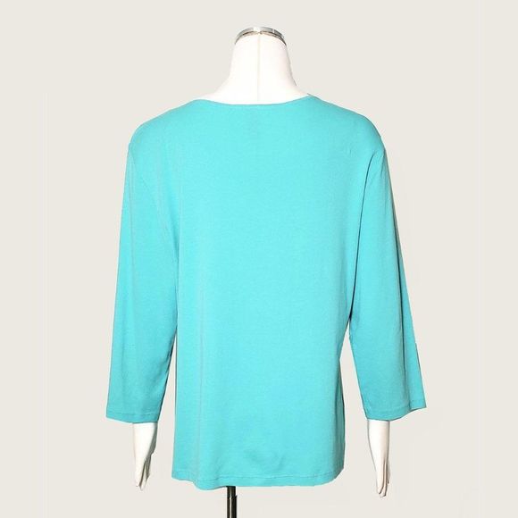 Karen Scott Mint Beaded Top NWOT - Picture 5 of 9